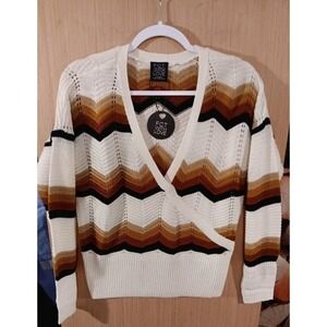 FCT With Love Chevron Knit Wrap Sweater Earth Tones‎ Bohemian XL